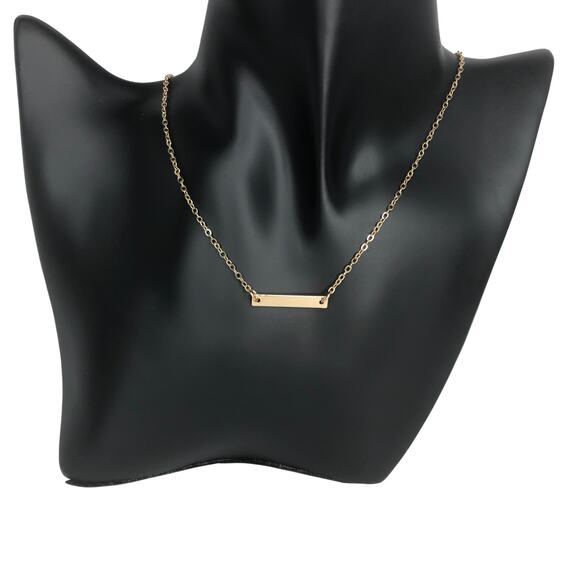 Gold Simple Bar Necklace - Picture 2 of 4